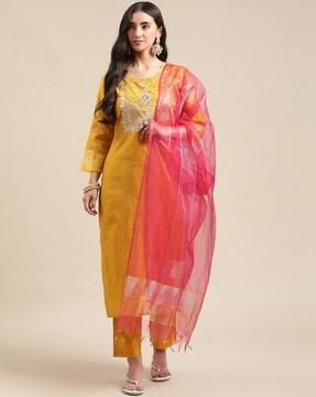 women floral pattern straight kurta set