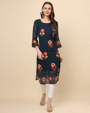 women floral pattern straight kurta