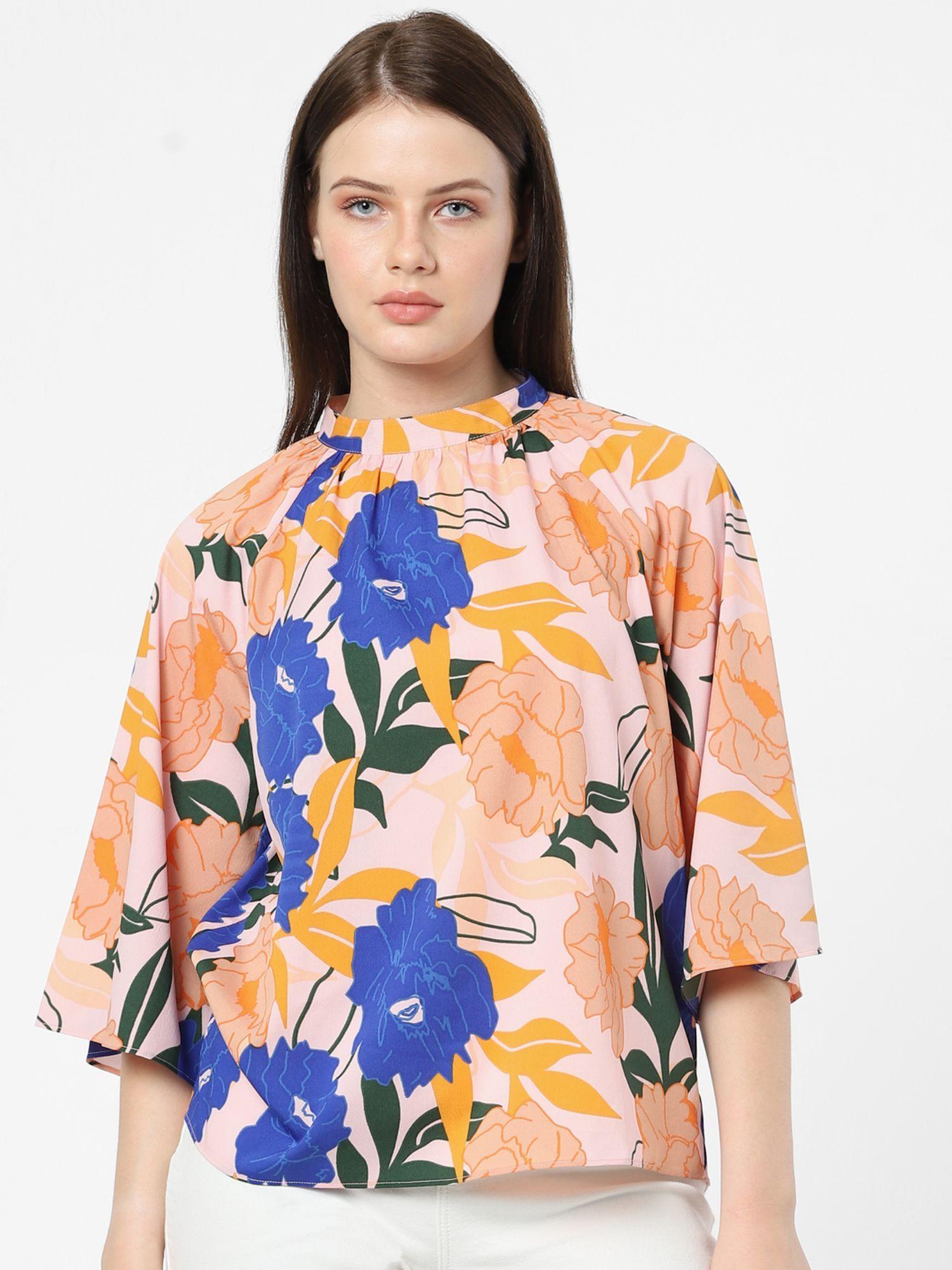 women floral peach top