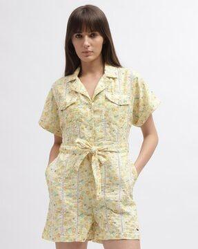 women floral playsuit with short sleeves