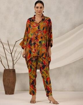 women floral print 2-piece suit set