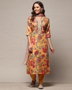 women floral print 3-piece dress material