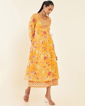 women floral print a-line dress with inner
