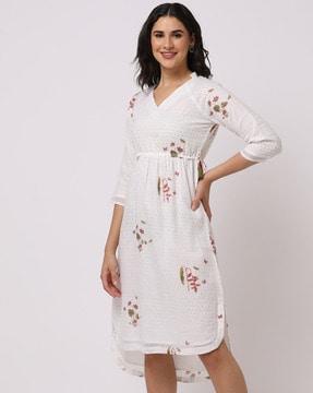 women floral print a-line dress