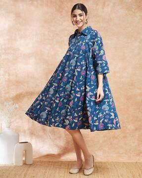 women floral print a-line dress