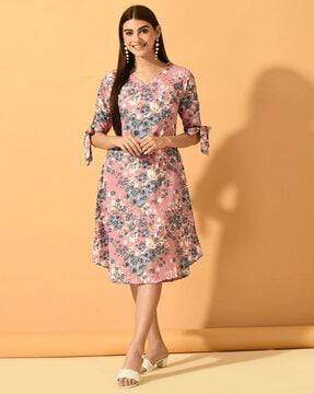 women floral print a-line dress