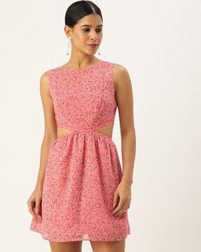 women floral print a-line dress