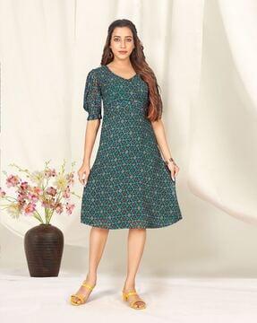 women floral print a-line dress