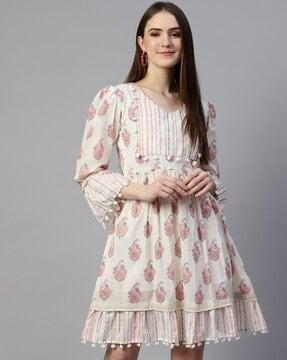 women floral print a-line dress