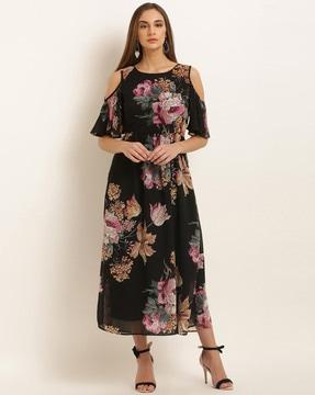 women floral print a-line dress