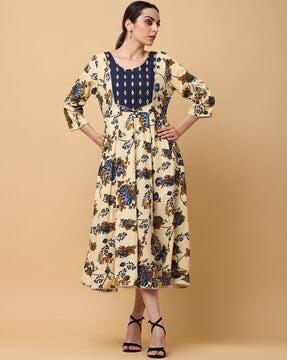 women floral print a-line dress