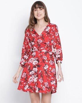 women floral print a-line dress