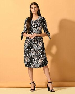 women floral print a-line dress