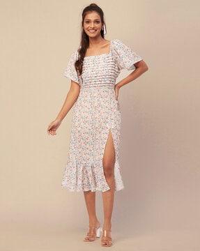 women floral print a-line dress