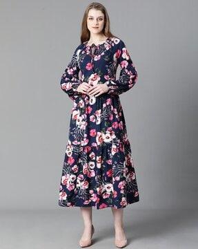 women floral print a-line dress