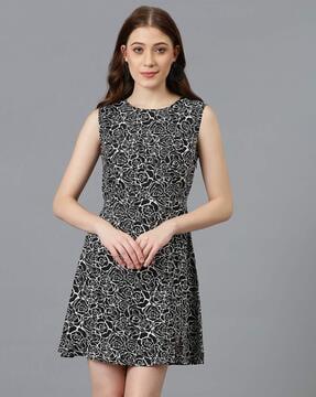 women floral print a-line dress