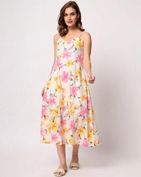 women floral print a-line dress