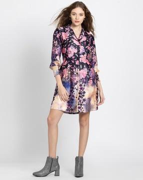 women floral print a-line dress