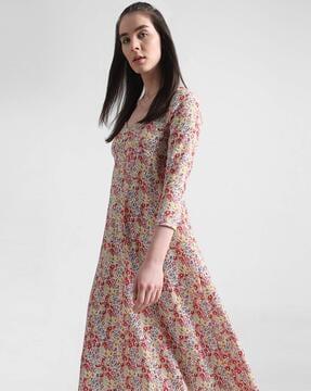 women floral print a-line dress