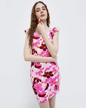 women floral print a-line dress