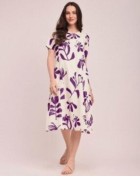 women floral print a-line dress