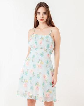 women floral print a-line dress