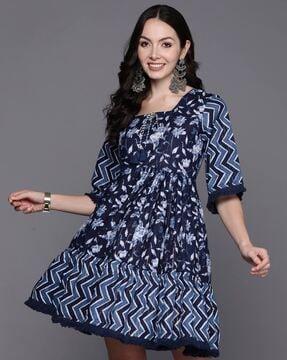 women floral print a-line dress