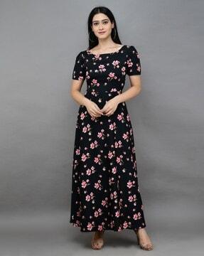 women floral print a-line dress