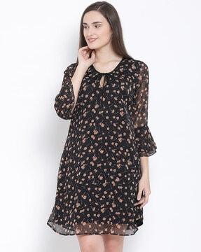 women floral print a-line dress