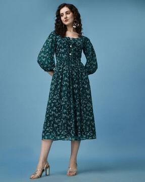 women floral print a-line dress