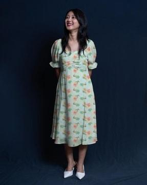 women floral print a-line dress