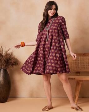 women floral print a-line dress