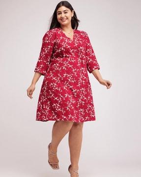 women floral print a-line dress