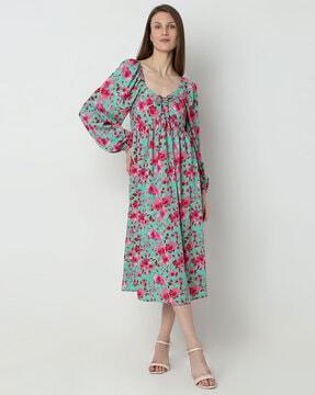 women floral print a-line dress