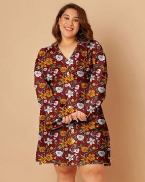 women floral print a-line dress