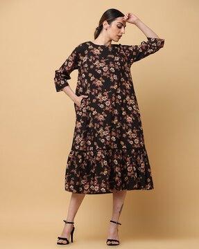 women floral print a-line dress