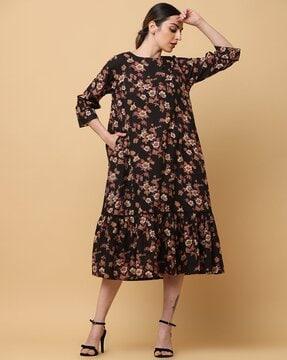 women floral print a-line dress