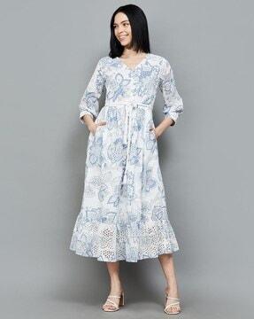 women floral print a-line dress