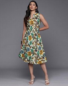 women floral print a-line dress