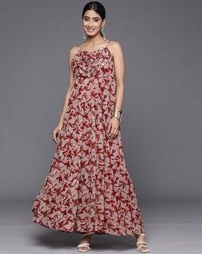 women floral print a-line dress