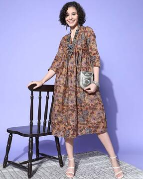 women floral print a-line dress