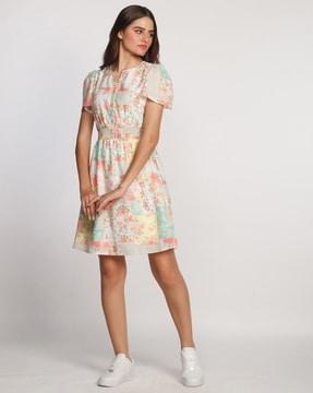 women floral print a-line dress