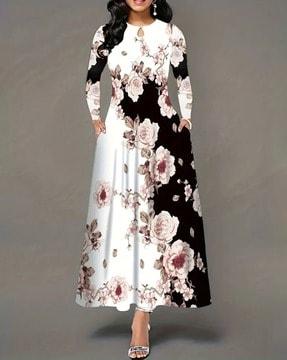 women floral print a-line dress