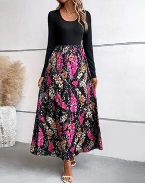 women floral print a-line dress