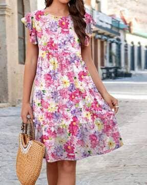 women floral print a-line dress