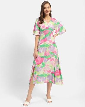 women floral print a-line dress