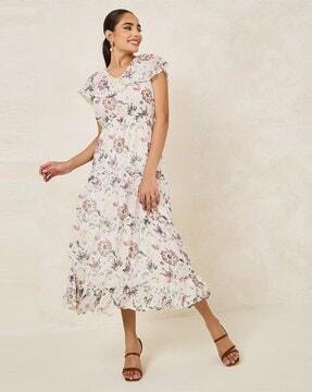 women floral print a-line dress