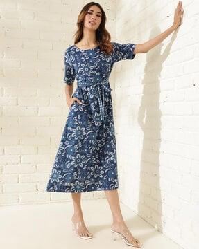 women floral print a-line dress