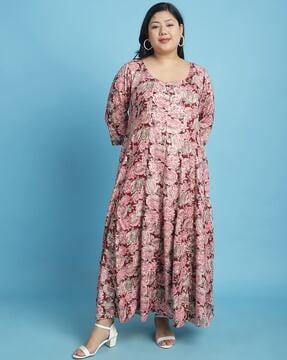 women floral print a-line dress