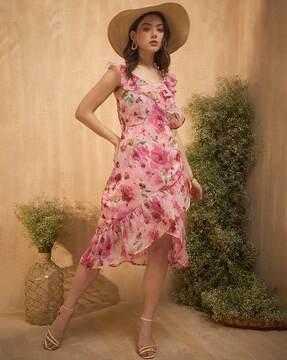 women floral print a-line dress